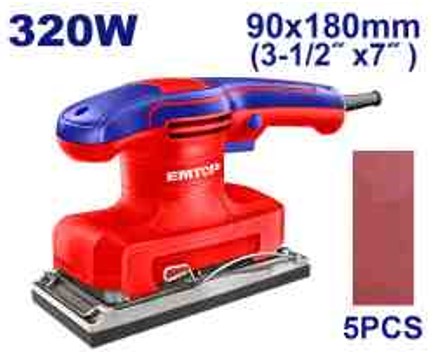 320W Finishing Sander 90x180mm Aluminum Base 14000rpm with Sand Papers and Carbon Brushes
